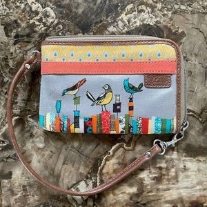 SOLD Fossil Key-Per Wristlet with Birds